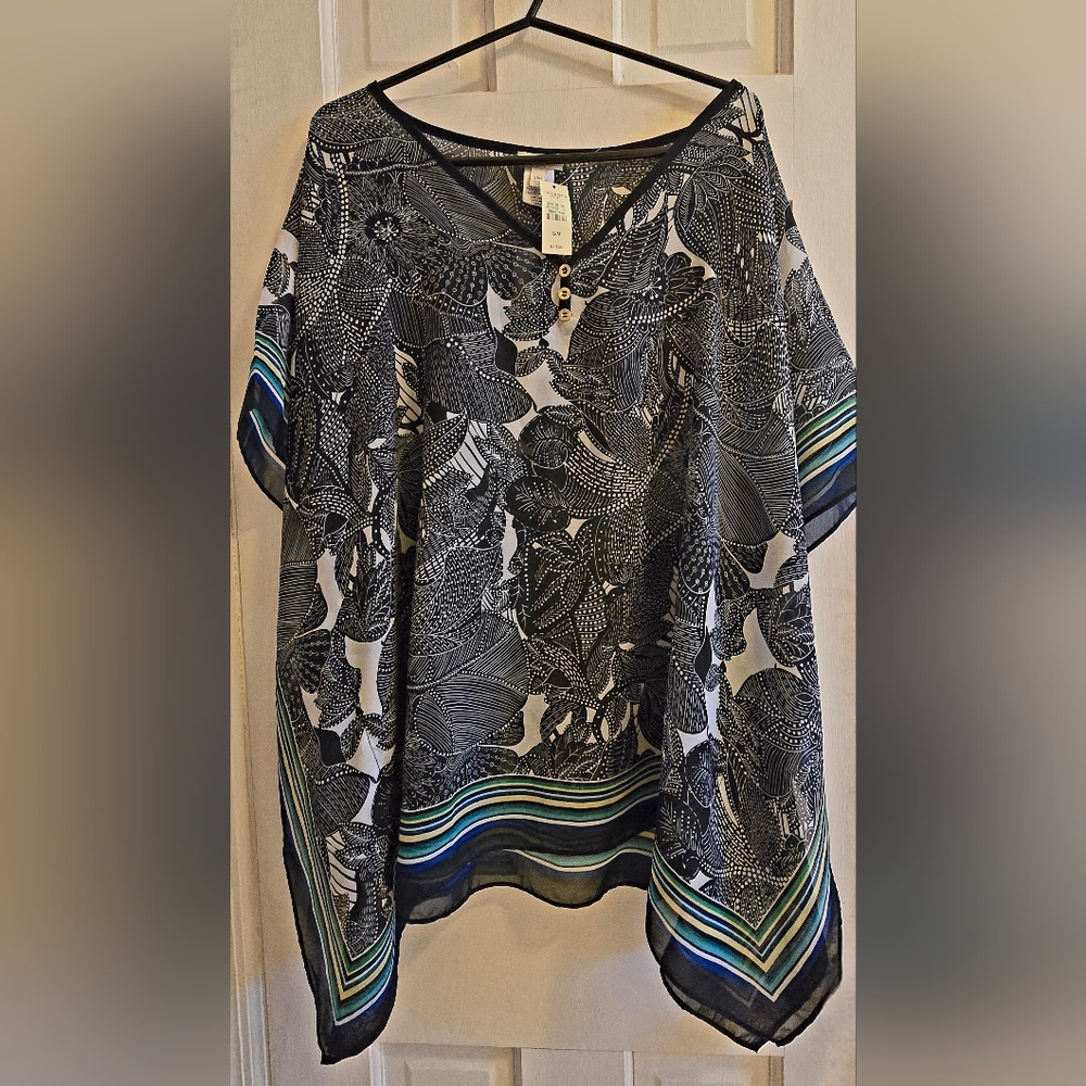 New With Tags, Talbots women's patterned caftan top, S/M